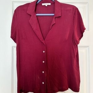 Maroon large OLIVIACEOUS button down short sleeve shirt red dark